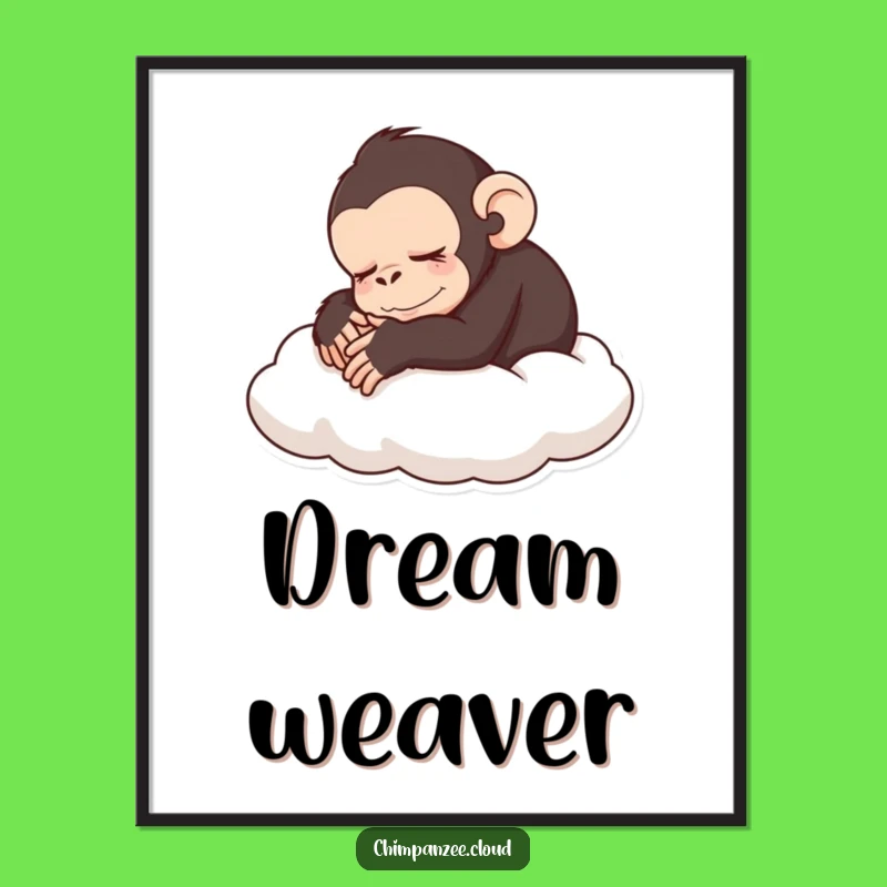Funny Sleeping Chimp Digital Art: Hilarious Monkey Printable for Instant Peaceful Decor
