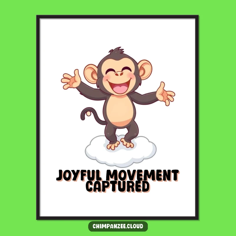 Funny Joyful Chimpanzee Dancing Digital Print: Instant Happy Wall Art