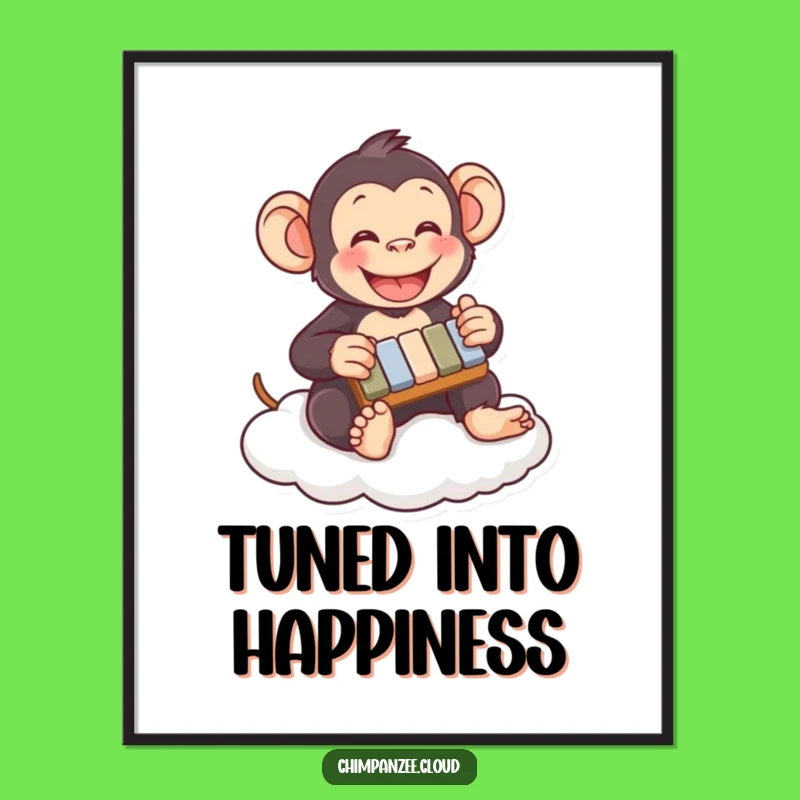 Funny Chimpanzee Xylophone Cloud Digital Art: Instant Humorous Decor & Gift