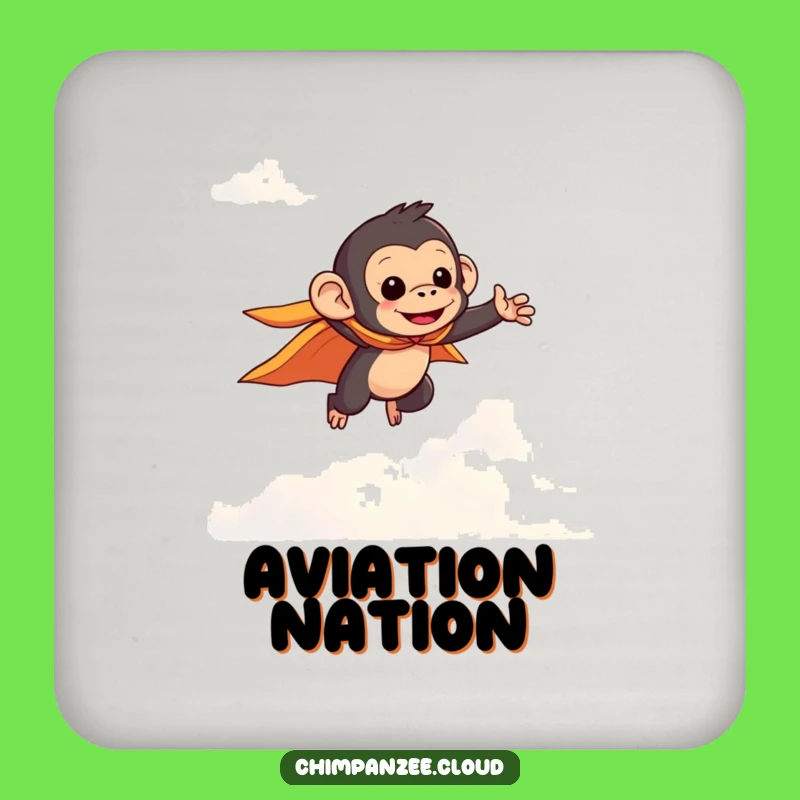 Funny Flying Chimpanzee Cape Coasters: Protect Surfaces Heroically