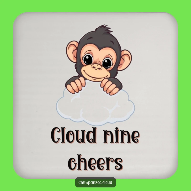 Funny Chimp Drink Coaster - Curious Primate's Cloud Table Protector