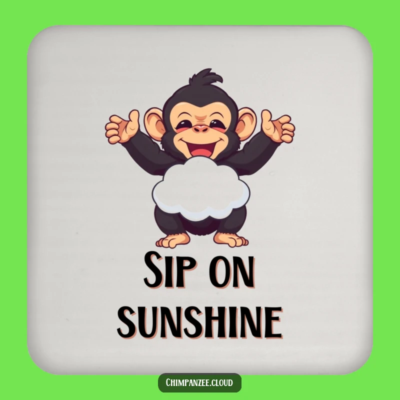 Funny Chimp Cloud Puff Coasters: Cheerful Chimpanzee Drink Protection, A Humorous Gift Set