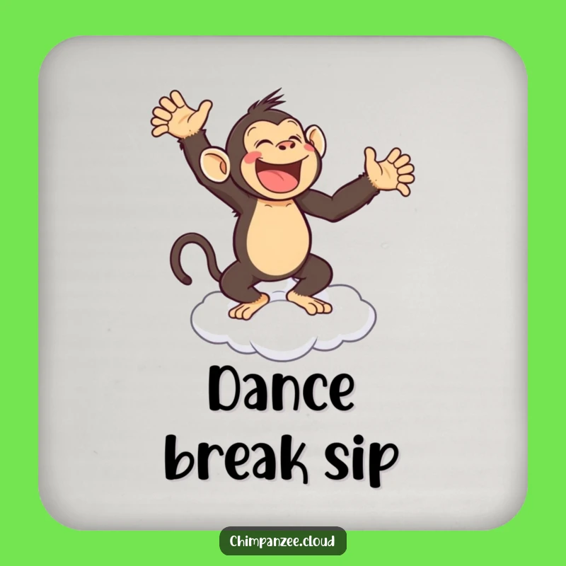 Funny Chimp Dance Drink Coaster: Joyful Monkey Cloud Protection