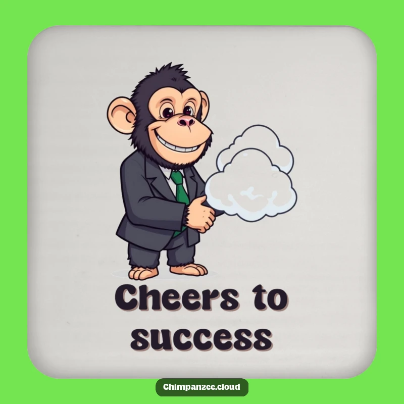 Funny Chimp Deal Coasters: Protect Surfaces with a Suit Chimp & Cloud, Fun Funny Gift