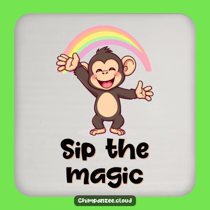 Funny Chimp Rainbow Coaster Set: Happy Monkey's Joyful Table Protector