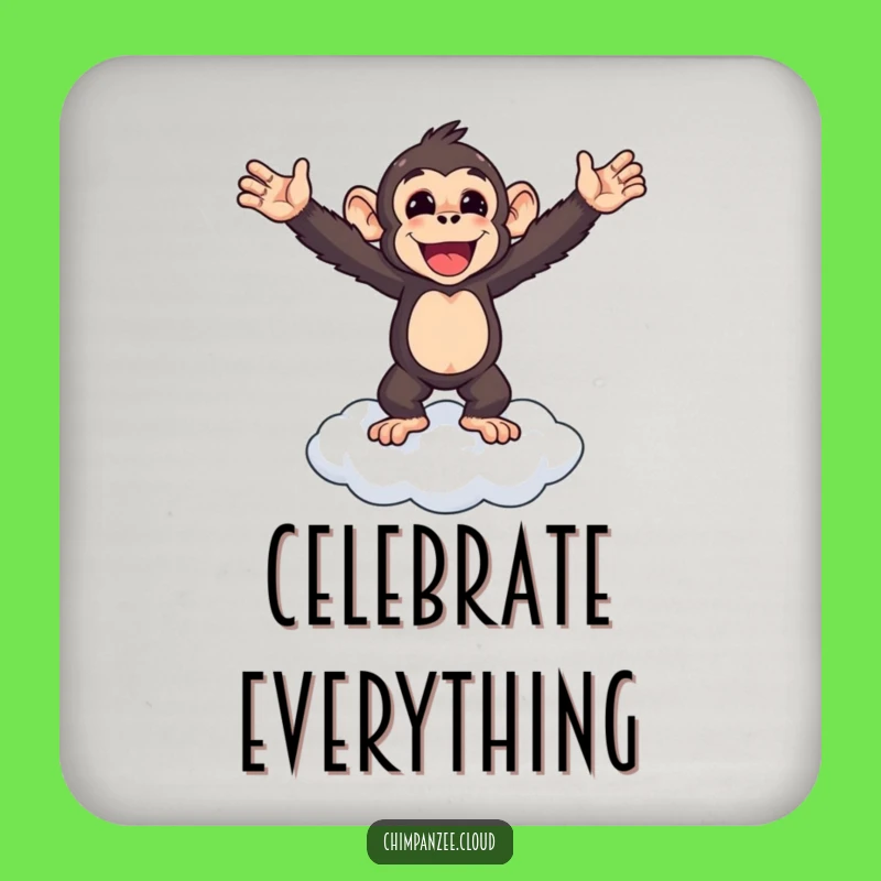 Funny Chimp Victory Coaster Set: Triumphant Monkey's Glorious Table Protector