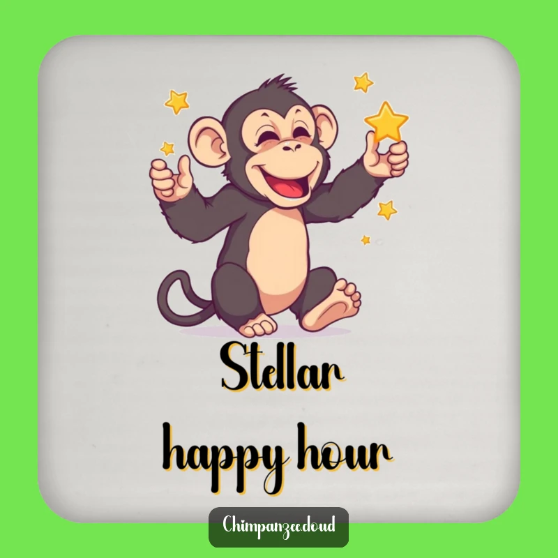 Funny Chimpanzee Star Coaster: Hilarious Primate Juggling Drink Protection