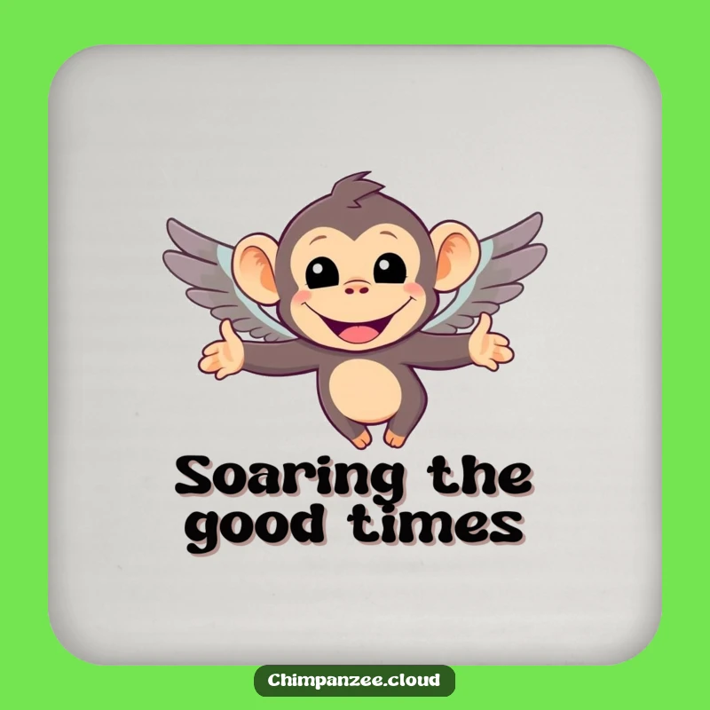 Funny Flying Chimp Coaster Set: Tiny Wings Chimp Protection, Fun Funny Gift!