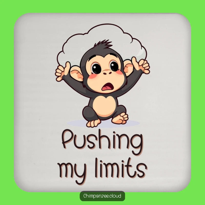 Funny Surprised Chimpanzee Cloud Push Coaster: Tabletop Humor & Surprise Protection