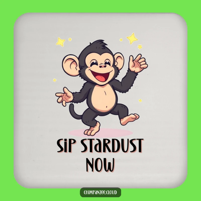 Funny Chimpanzee Star Dust Dance Coaster - Cosmic Party Decor