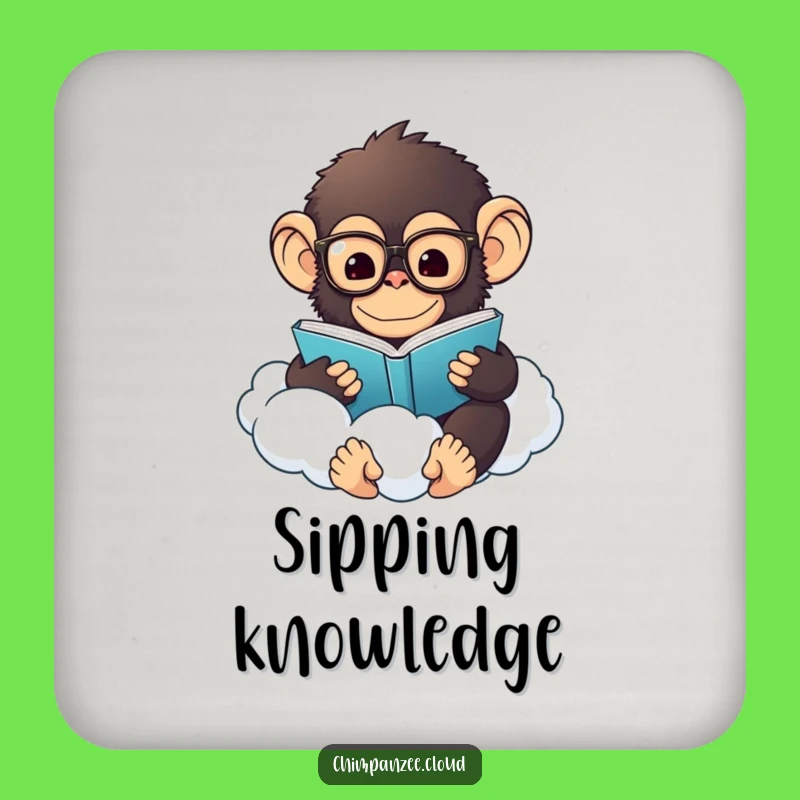 Funny Chimp Coasters: Protect Surfaces with a Reading Chimp on a Cloud, Fun Funny Gift