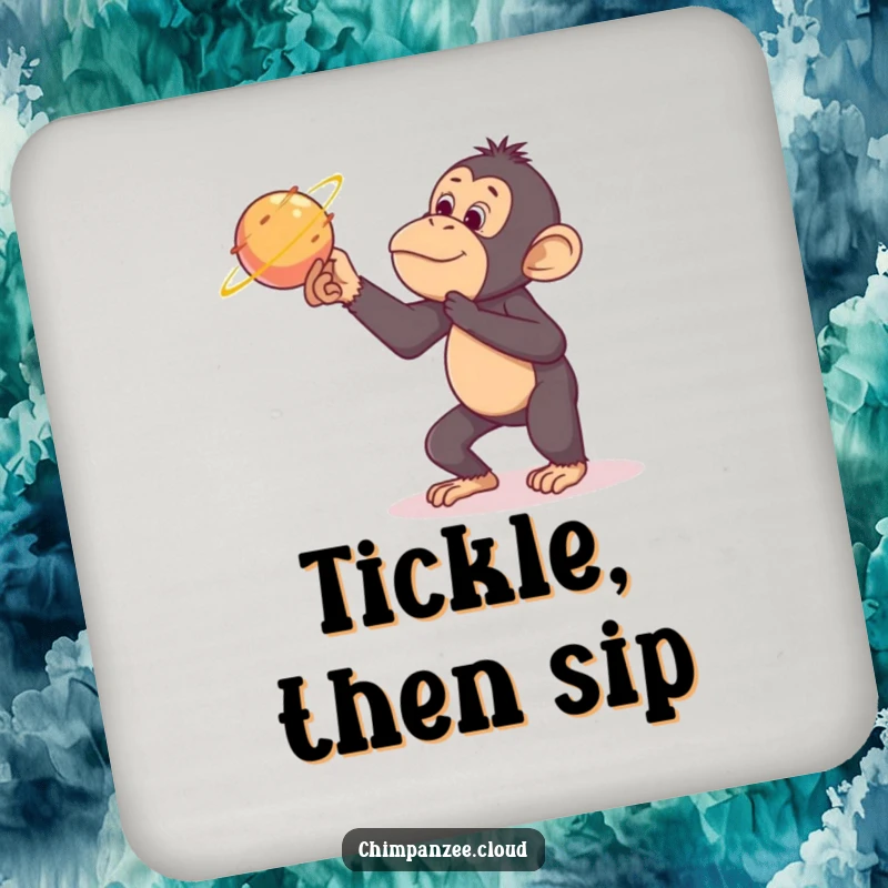 Funny chimpanzee coaster, tickling a comet, small but humorous space decor, protects furniture.