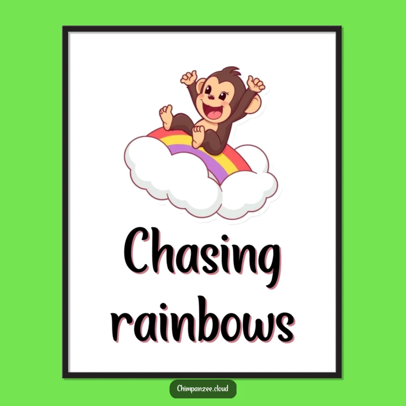 Funny Chimp Rainbow Poster - Excited Character Art, Perfect Gift Decor!