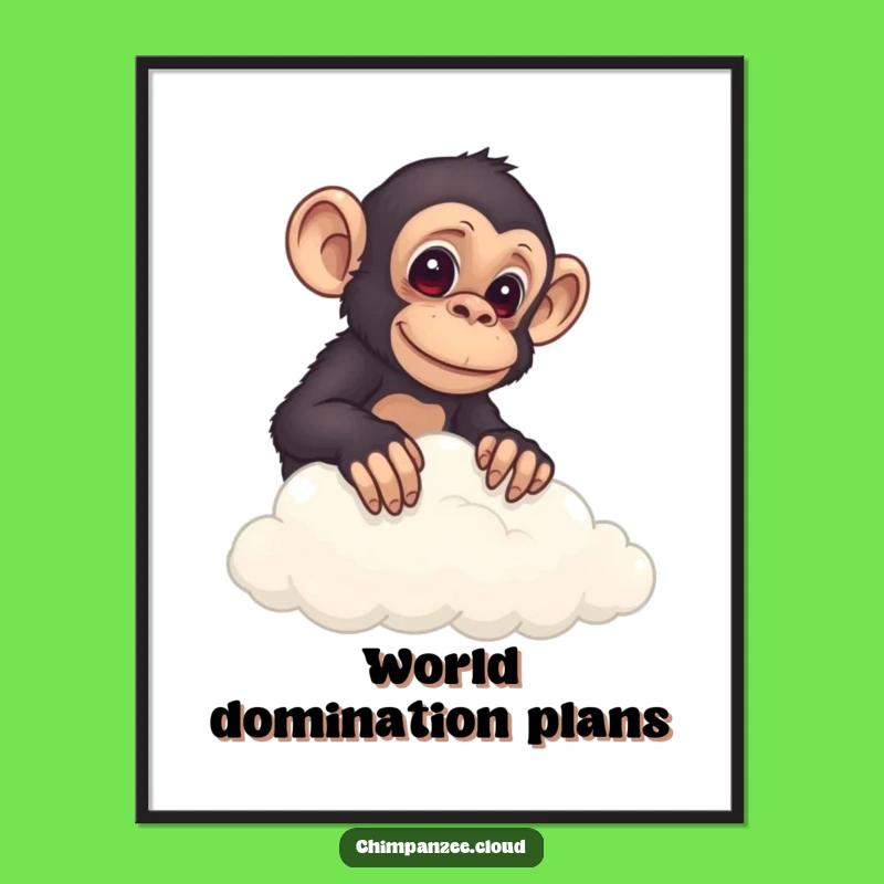 Funny Chimp Cloud Peek Poster: Quirky Wall Art for Curious Minds