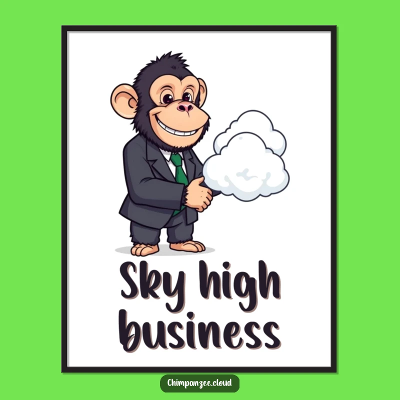 Funny Chimp Deal Poster: Whimsical Art of a Suit Chimp & Cloud, Perfect Funny Gift