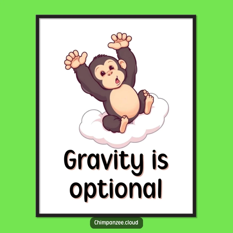 Funny Chimp Somersault Cloud Poster: Energetic Wall Art