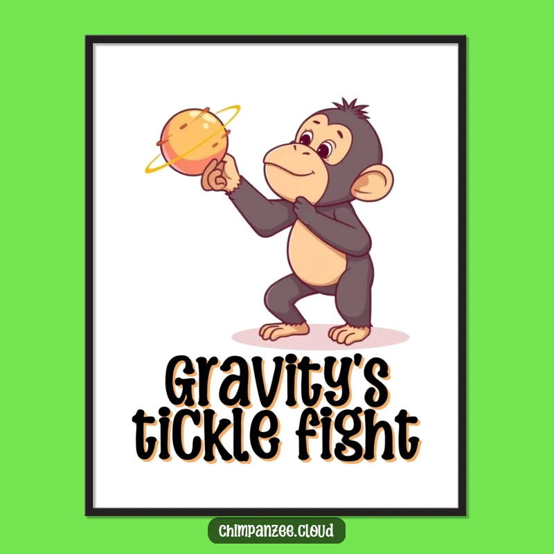 Funny Chimp Tickling Comet Poster - Hilarious Space Wall Art Gift