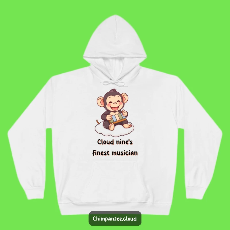 Funny Chimpanzee Xylophone Cloud Hoodie: Cozy & Humorous Musical Monkey Comfort Gift