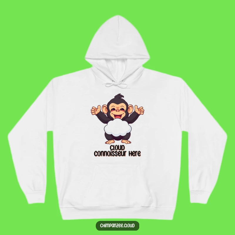Cozy Funny Chimp Cloud Puff Hoodie: Warm Chimpanzee Spreading Joy, A Humorous Gift