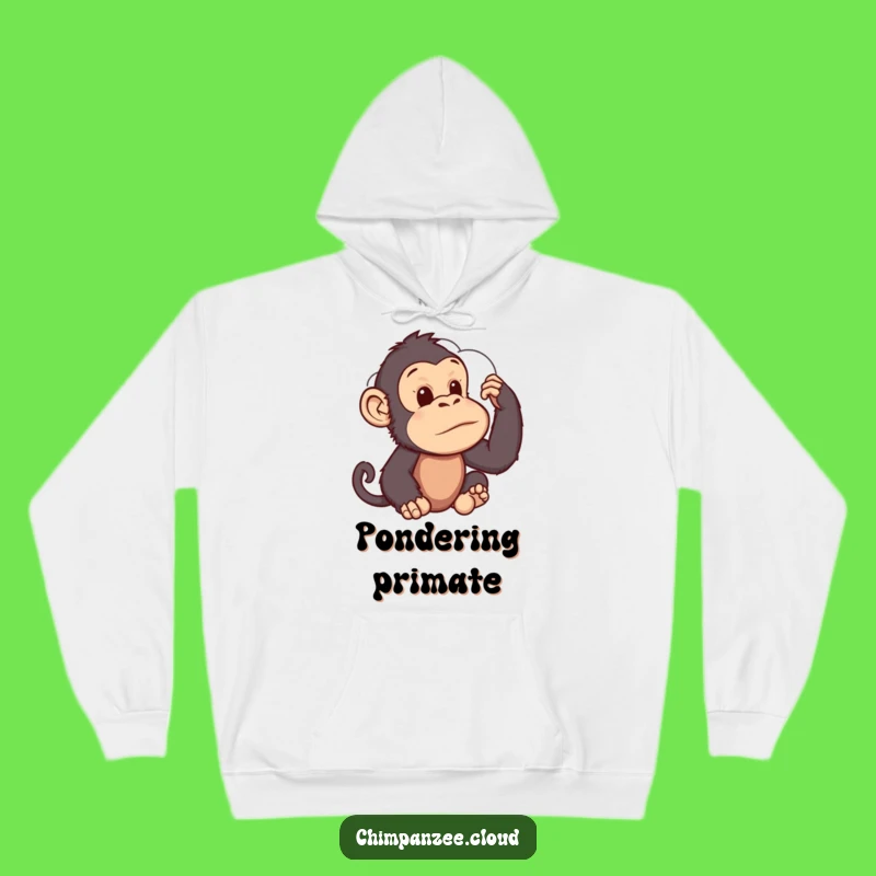 Funny Chimp Cloud Gazer Hoodie: Cozy & Thoughtful Primate's Reflection Wear