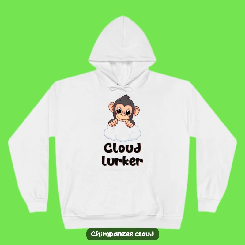 Funny Chimp Cloud Hoodie - Cozy Curious Primate Sky Adventure