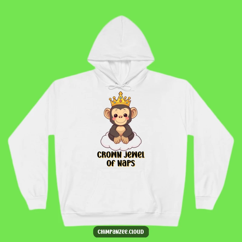 Funny Chimp King Hoodie: Cozy Chimpanzee Royalty on Cloud Throne