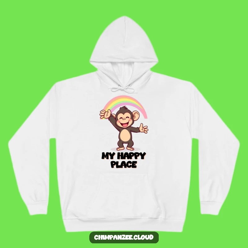 Funny Chimp Rainbow Hoodie: Cozy Monkey's Happy Sky Dream