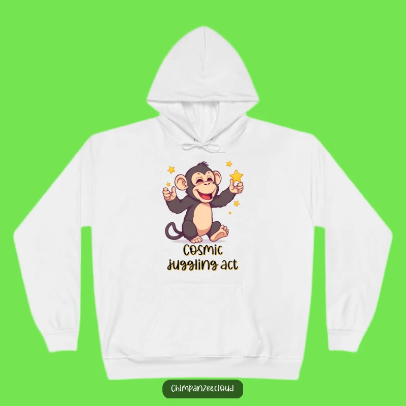 Funny Chimpanzee Star Hoodie: Cozy & Hilarious Primate Juggling Sweatshirt Gift