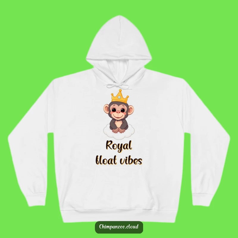 Funny Royal Chimp Hoodie: Cozy Crowned Monkey on Cloud - Warm & Hilarious Gift