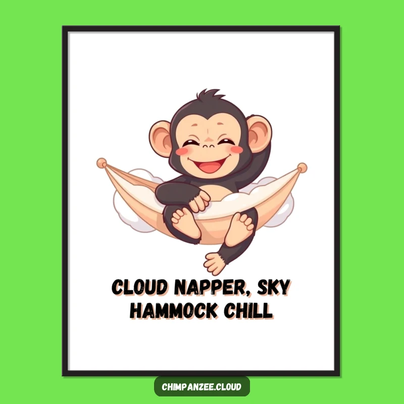 Funny Free Printable Wall Art: Chimp on Cloud Hammock - Relaxing Downloadable Decor