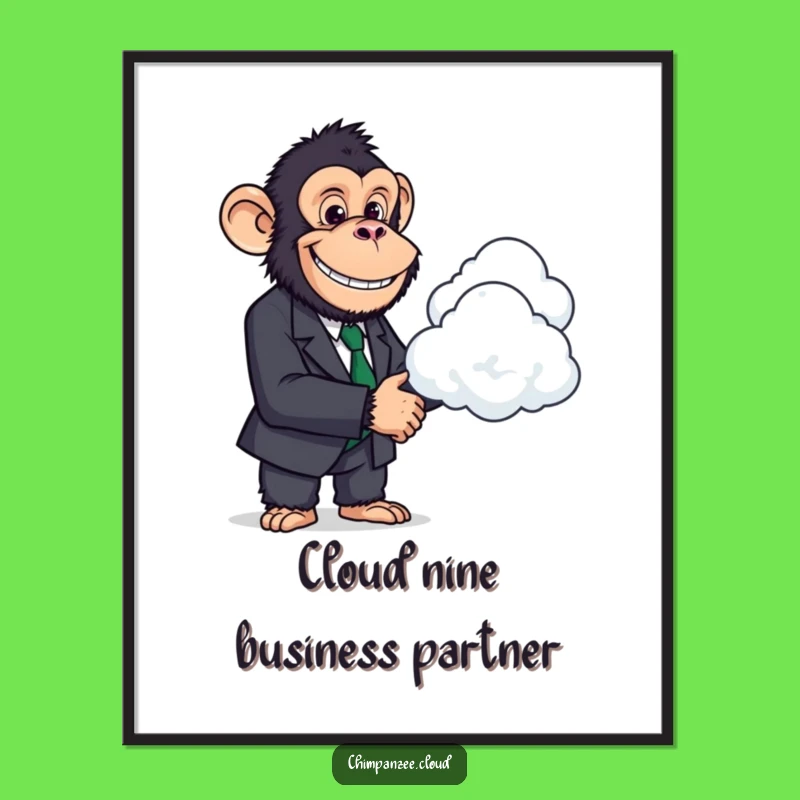 Free Printable Funny Chimp Wall Art: Humorous Business Cloud Handshake Downloadable Decor