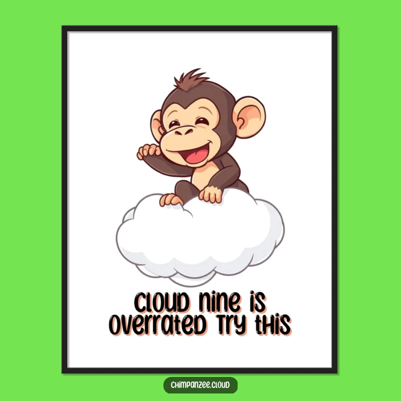 Funny Free Printable Wall Art: Mischievous Chimpanzee Cloud Rider Downloadable Art