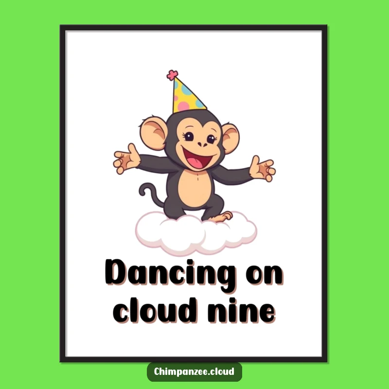 Free Printable Funny Chimp Wall Art: Joyful Cloud Dancer Downloadable Decor