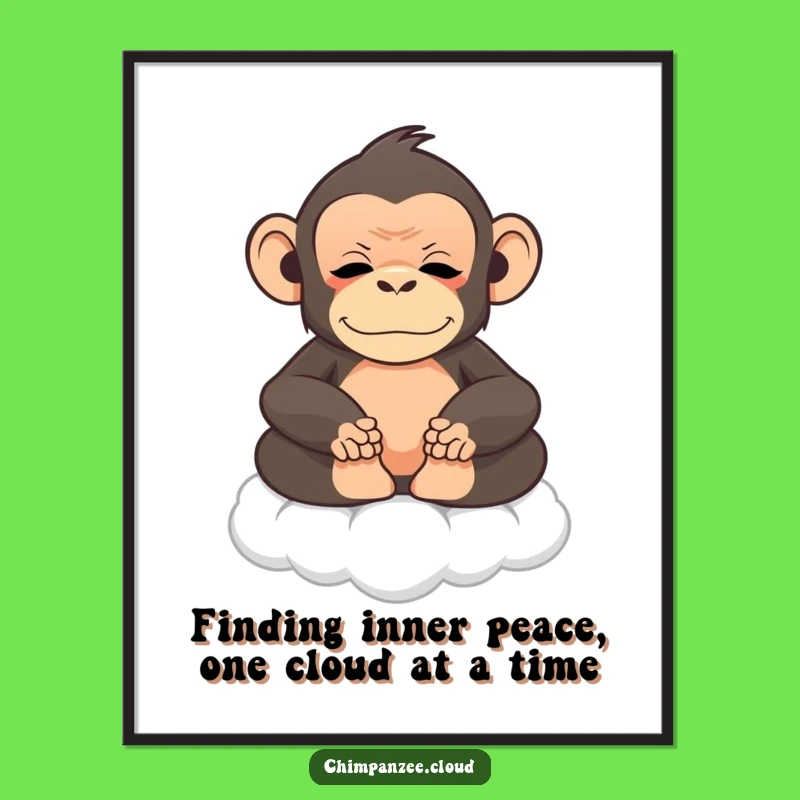 Funny Free Printable Wall Art: Serene Chimpanzee Cloud Meditation Downloadable Art