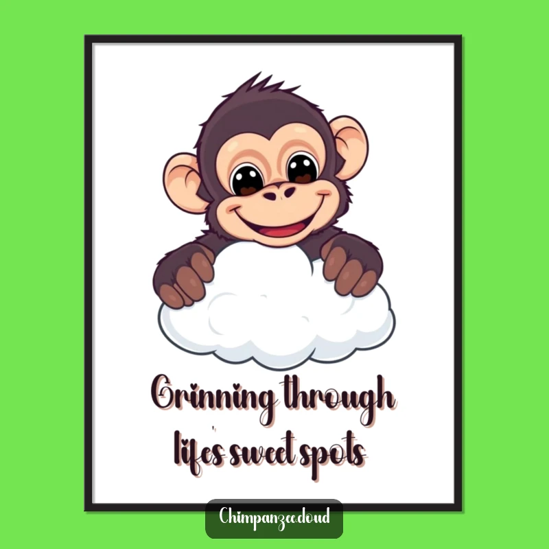 Free Printable Wall Art: Cheeky Chimp Cloud Grin Funny Downloadable Art Gift