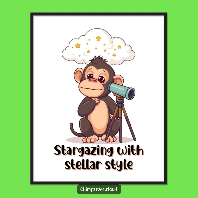 Free Printable Wall Art: Chimp Star Gazer - Funny Downloadable Decor