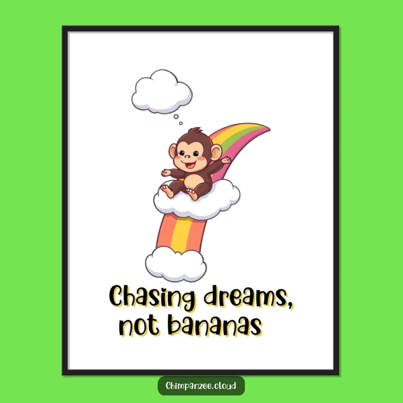 Free Printable Wall Art: Funny Chimp Rainbow Slide, Hilarious Downloadable Decor Gift