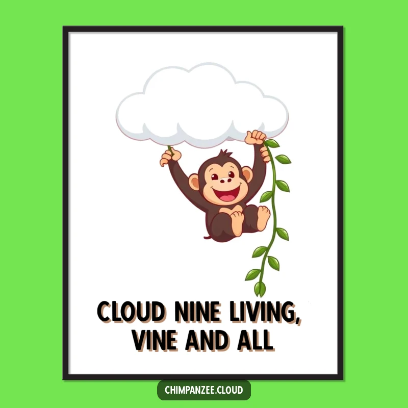 Free Printable Wall Art: Funny Chimpanzee Cloud Swing Downloadable Decor