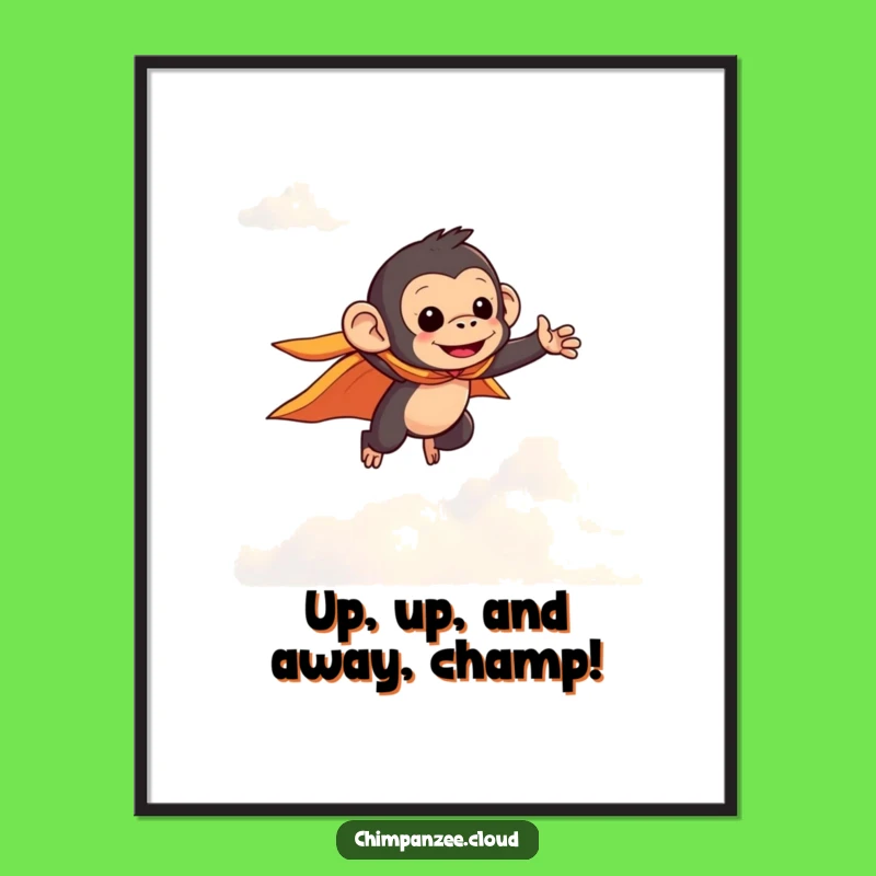 Free Printable Wall Art: Funny Flying Chimpanzee Cape - Whimsical Downloadable Decor