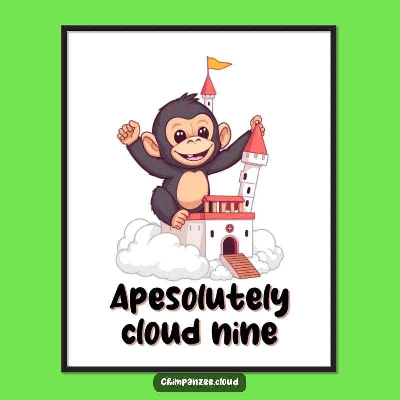 Free Printable Wall Art: Mischievous Chimp Cloud Castle Downloadable Art