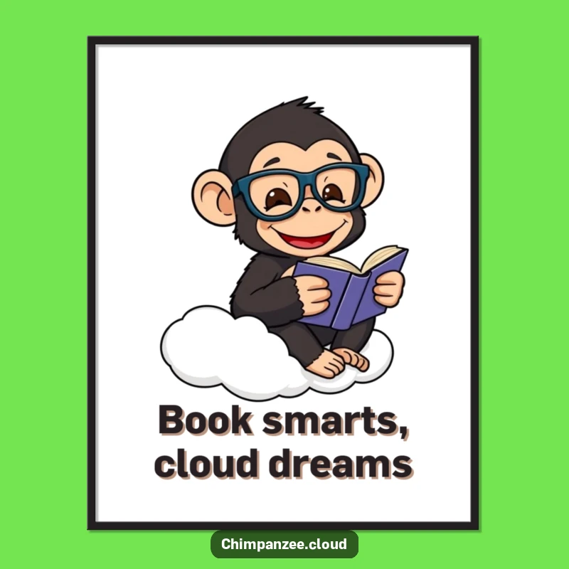 Funny Free Printable Wall Art: Chimp Reading Book Humorous Downloadable Art