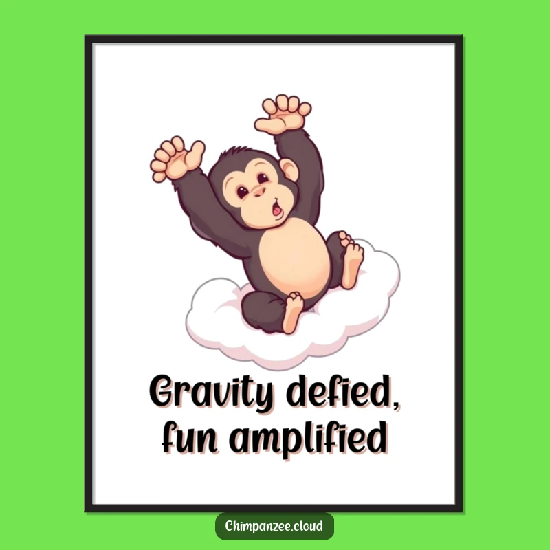 Funny Free Printable Wall Art: Chimp Somersault on Cloud, Downloadable Humorous Decor