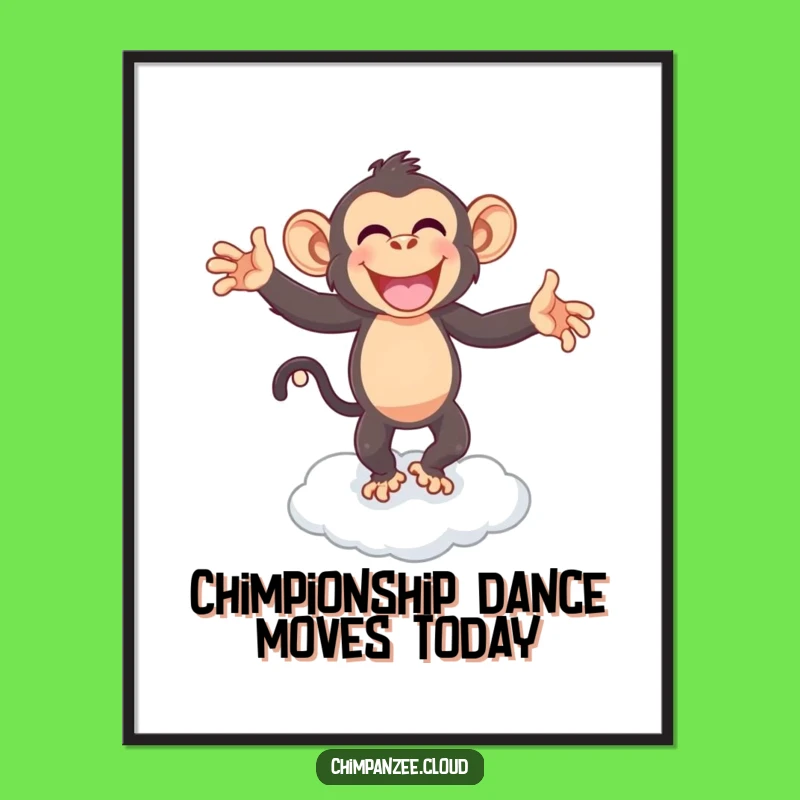 Funny Free Printable Wall Art: Dancing Chimp Cloud - Joyful Downloadable Art!