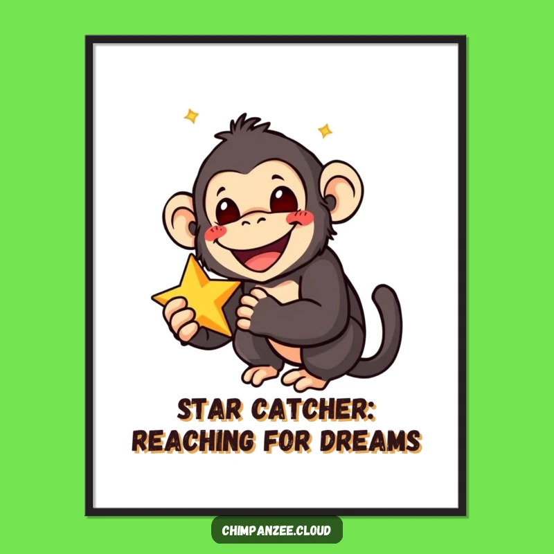Free Printable Starstruck Chimp Wall Art: Funny Downloadable Decor for Happy Spaces