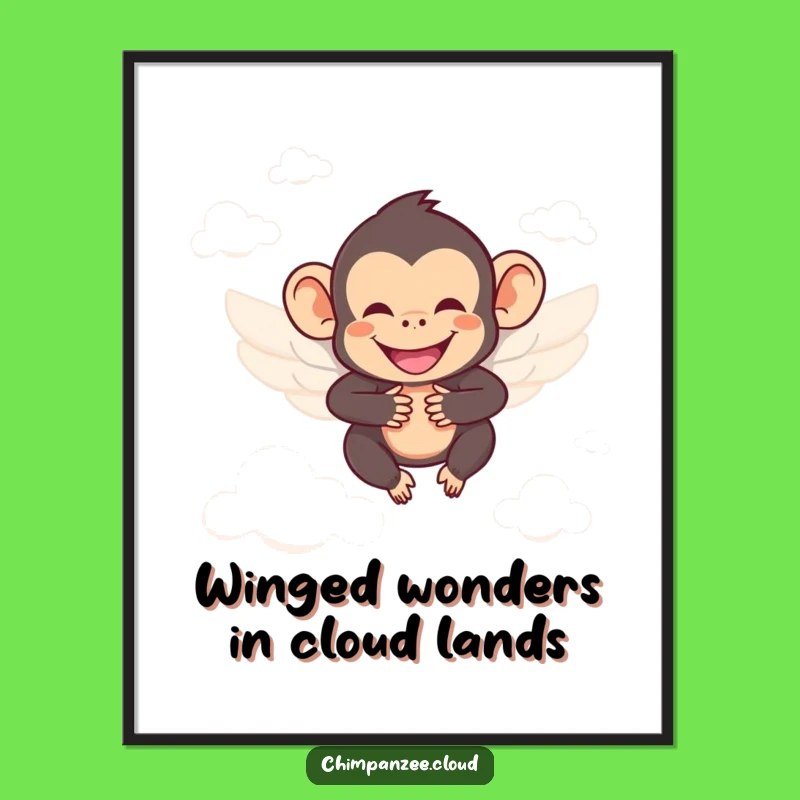 Free Printable Funny Winged Chimp Art - Joyful Soaring Downloadable Wall Decor
