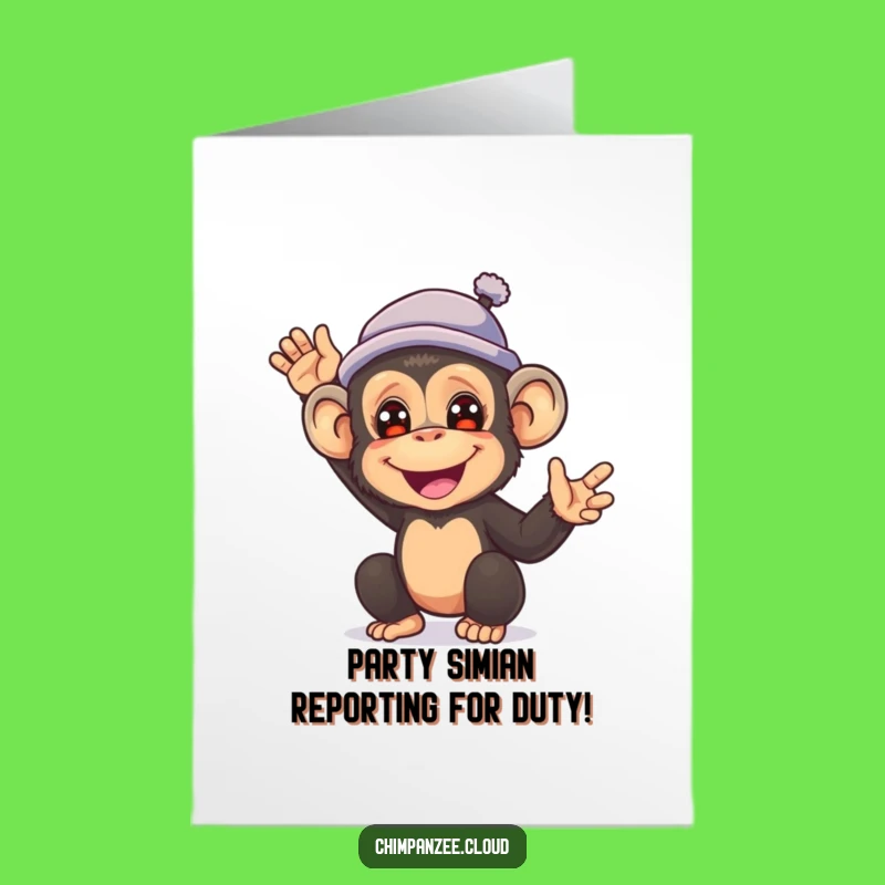 Free Printable Birthday Card: Cheerful Chimp Hat Downloadable Gift
