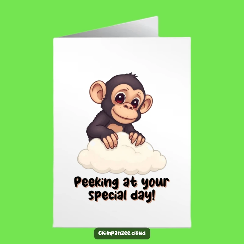 Free Printable Birthday Card: Curious Chimp Cloud Peek - Funny Downloadable Gift
