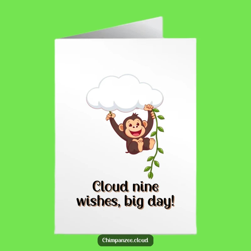 Free Printable Birthday Card: Funny Chimpanzee Cloud Swing Downloadable Gift