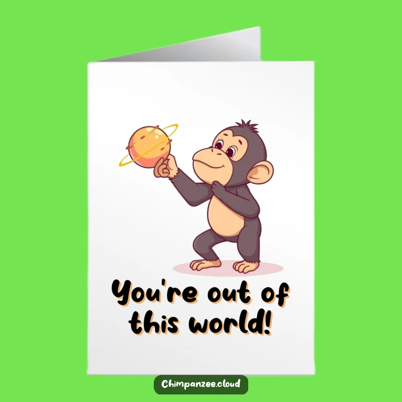 Free Printable Birthday Card: Mischievous Chimp Tickling Comet - Funny Downloadable Gift