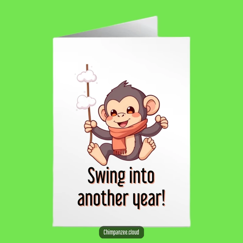 Free Printable Scarf Chimp Birthday Card: Whimsical, Funny Downloadable Gift